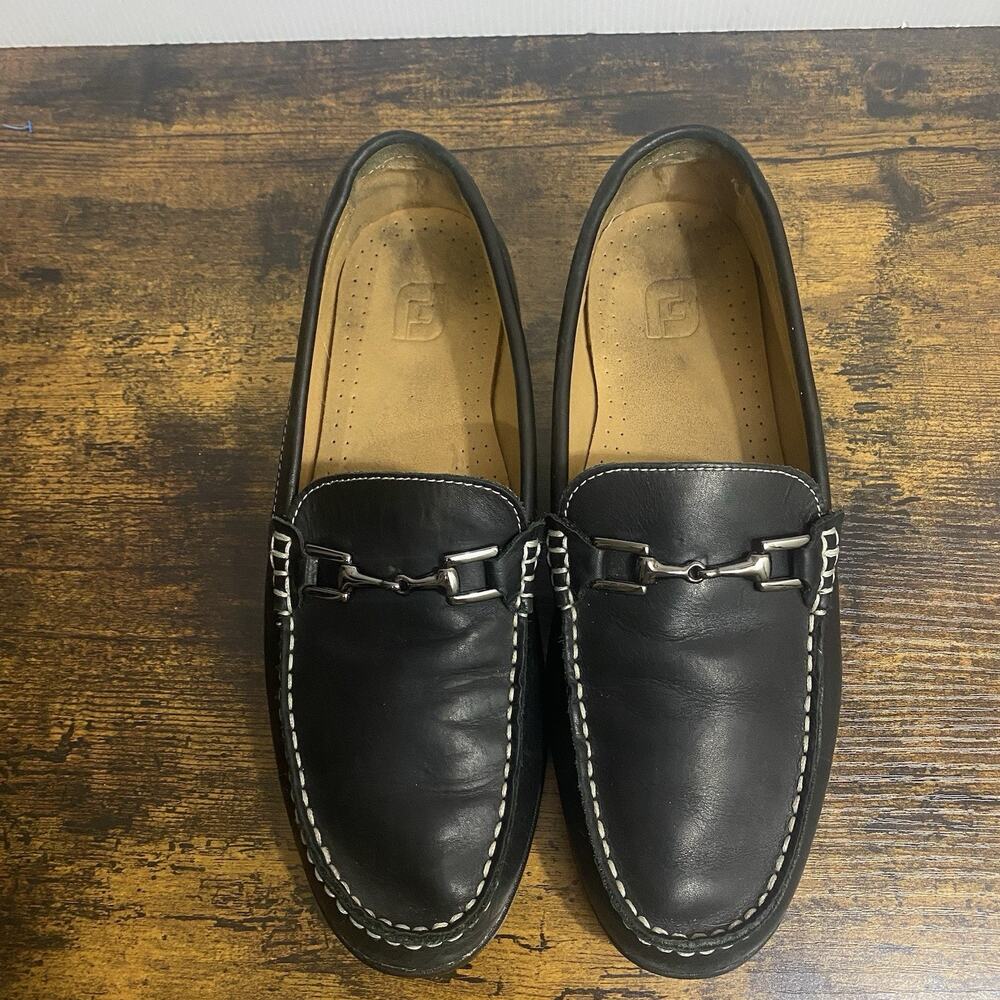 FootJoy Club Casuals Loafers Mens 10M Black Leather Horseshoe Bit‎